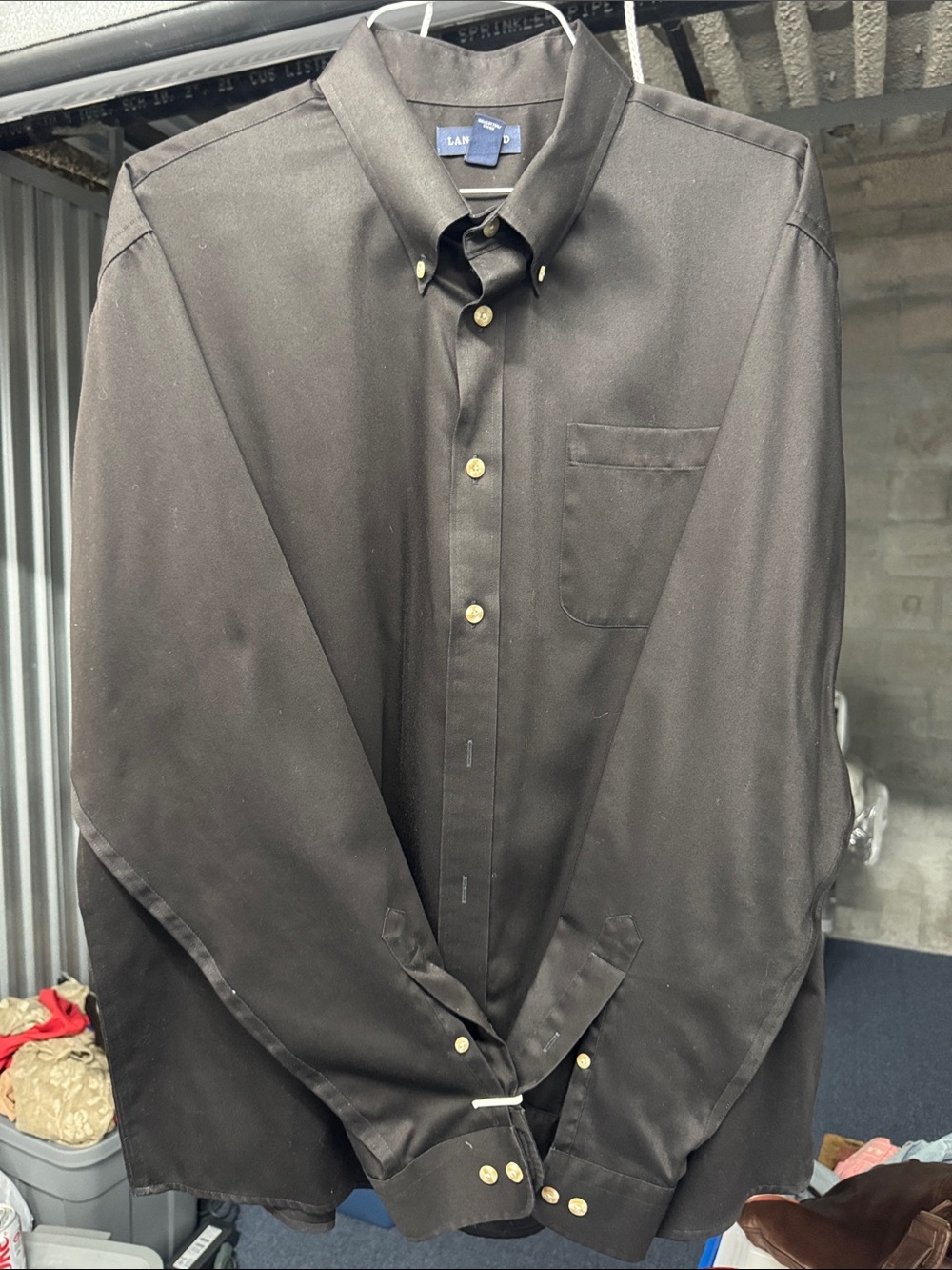 Lands' End Men's Black Button-Down Dress Shirt. Like new. XL